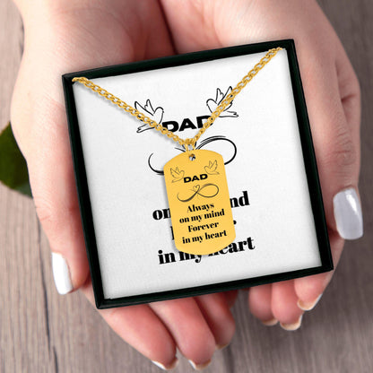 Cuban Tag Necklace Dad Memorial Engraved Dog Tag Necklace