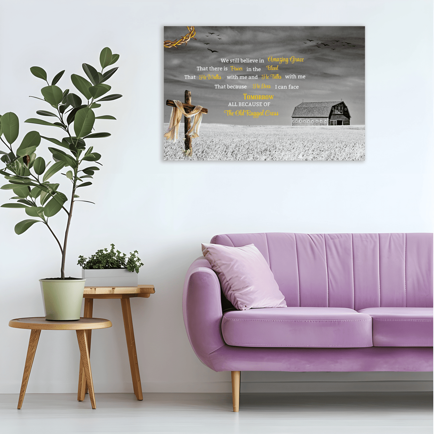 Landscape Canvas I still believe in Amazing Grace verse, old barn design - JewelryLuxeUS.Shop