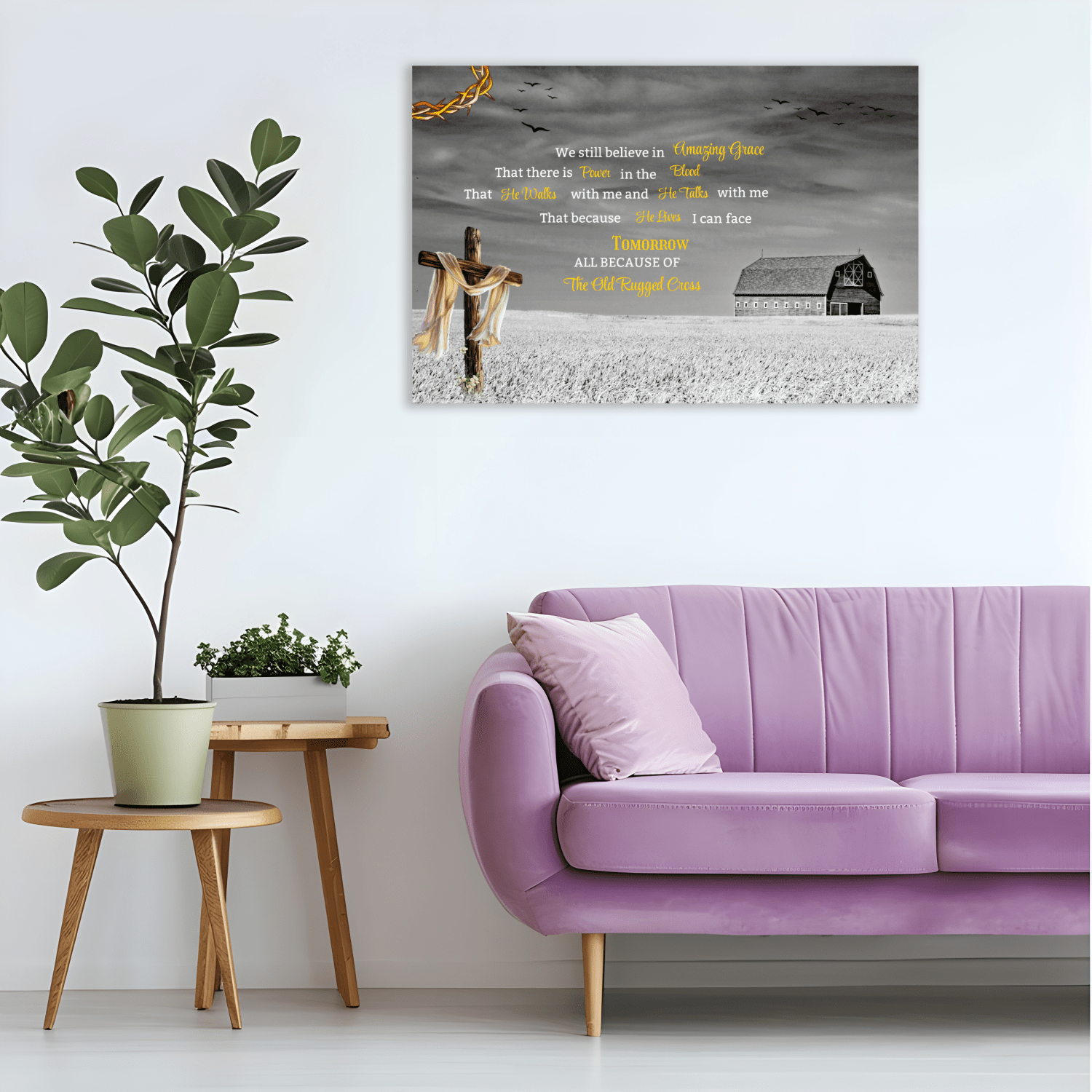Landscape Canvas I still believe in Amazing Grace verse, old barn design - JewelryLuxeUS.Shop