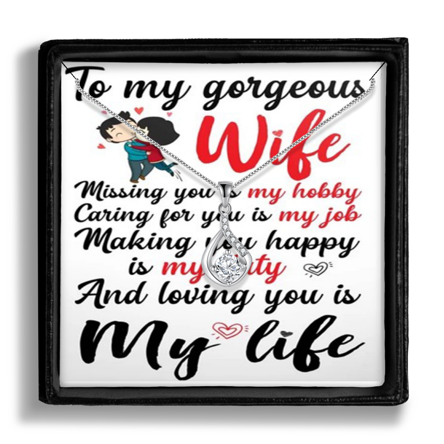 To My Wife – Elegant Necklace Gift for Her – Anniversary or Birthday by MyPrintStreet