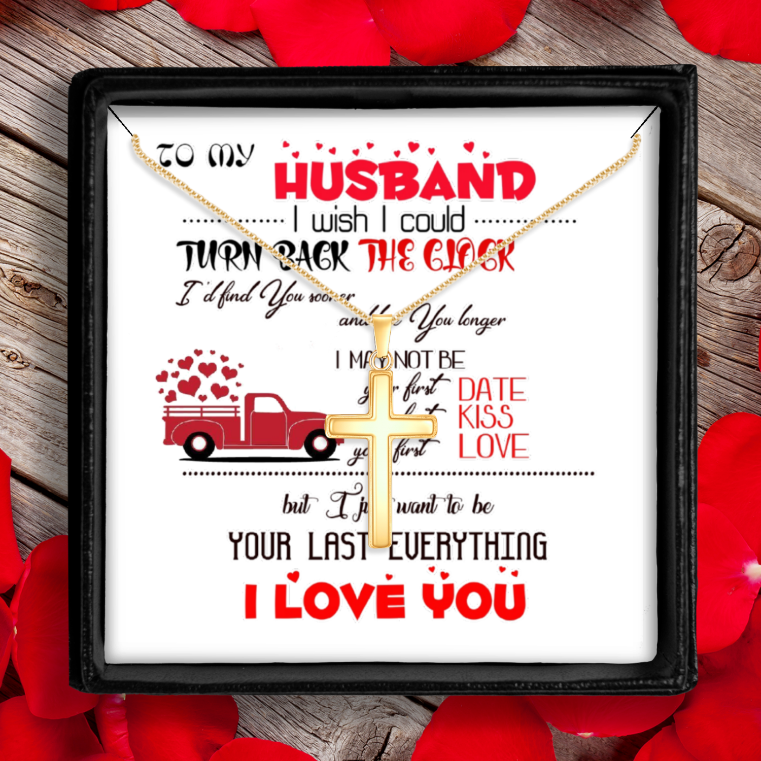 To My Husband – Gold Polished Stainless Steel Necklace | Sentimental Gift for Him by MyPrintStreet