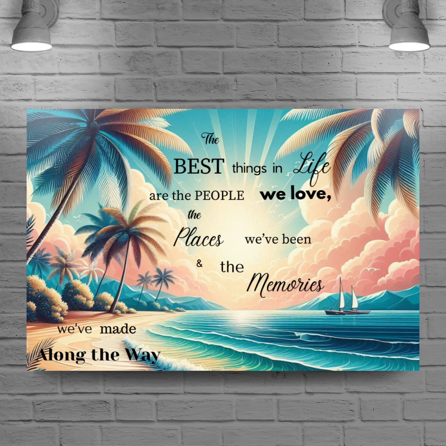 The Best Things in Life Are Free – Inspirational Quote Canvas Wall Art by superfastpod