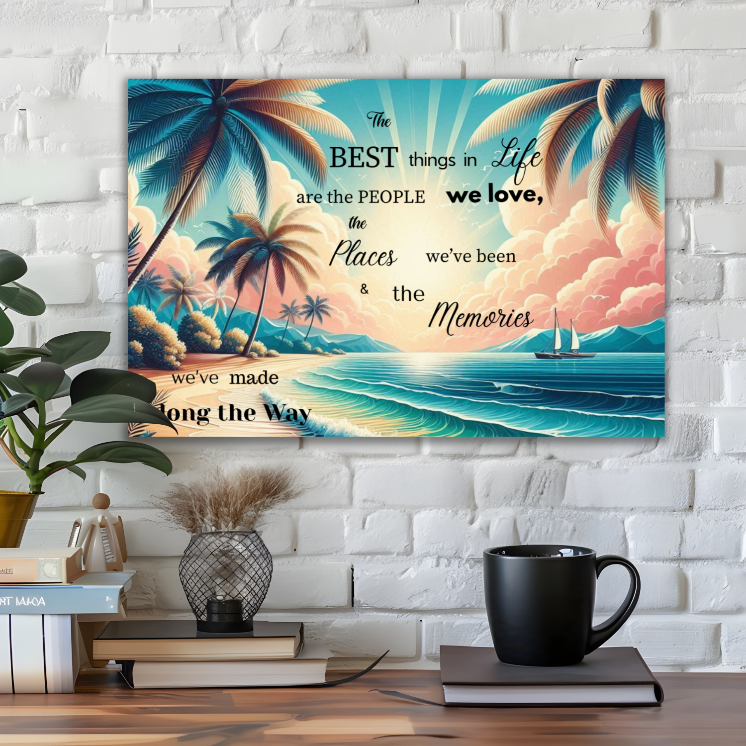 The Best Things in Life Are Free – Inspirational Quote Canvas Wall Art by superfastpod