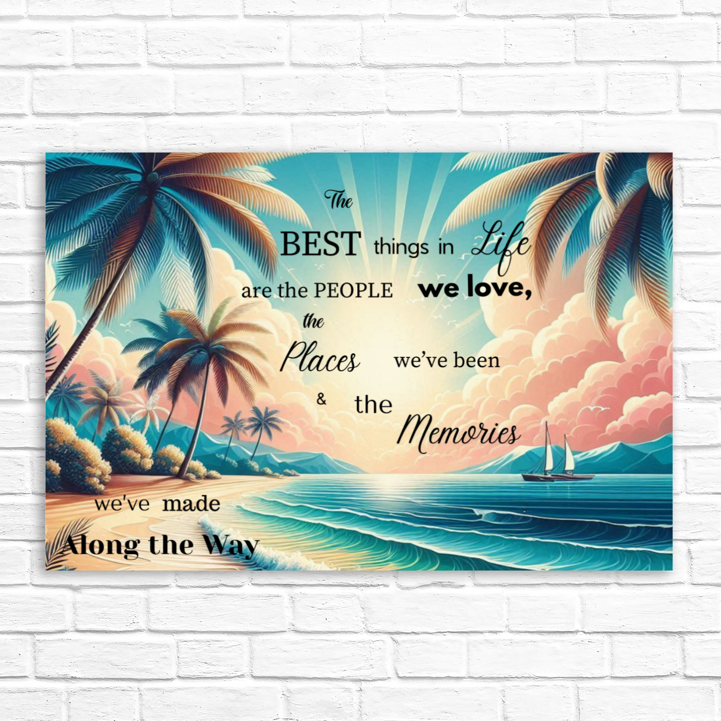 The Best Things in Life Are Free – Inspirational Quote Canvas Wall Art by superfastpod