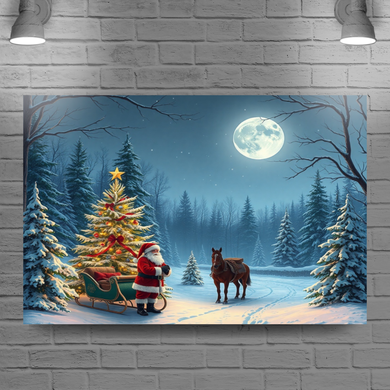 Winter Christmas Scenery Wall Art Canvas by superfastpod