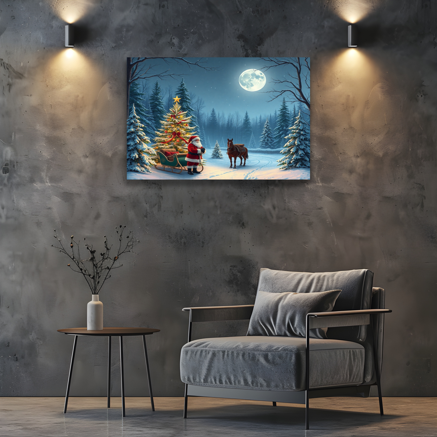 Winter Christmas Scenery Wall Art Canvas by superfastpod