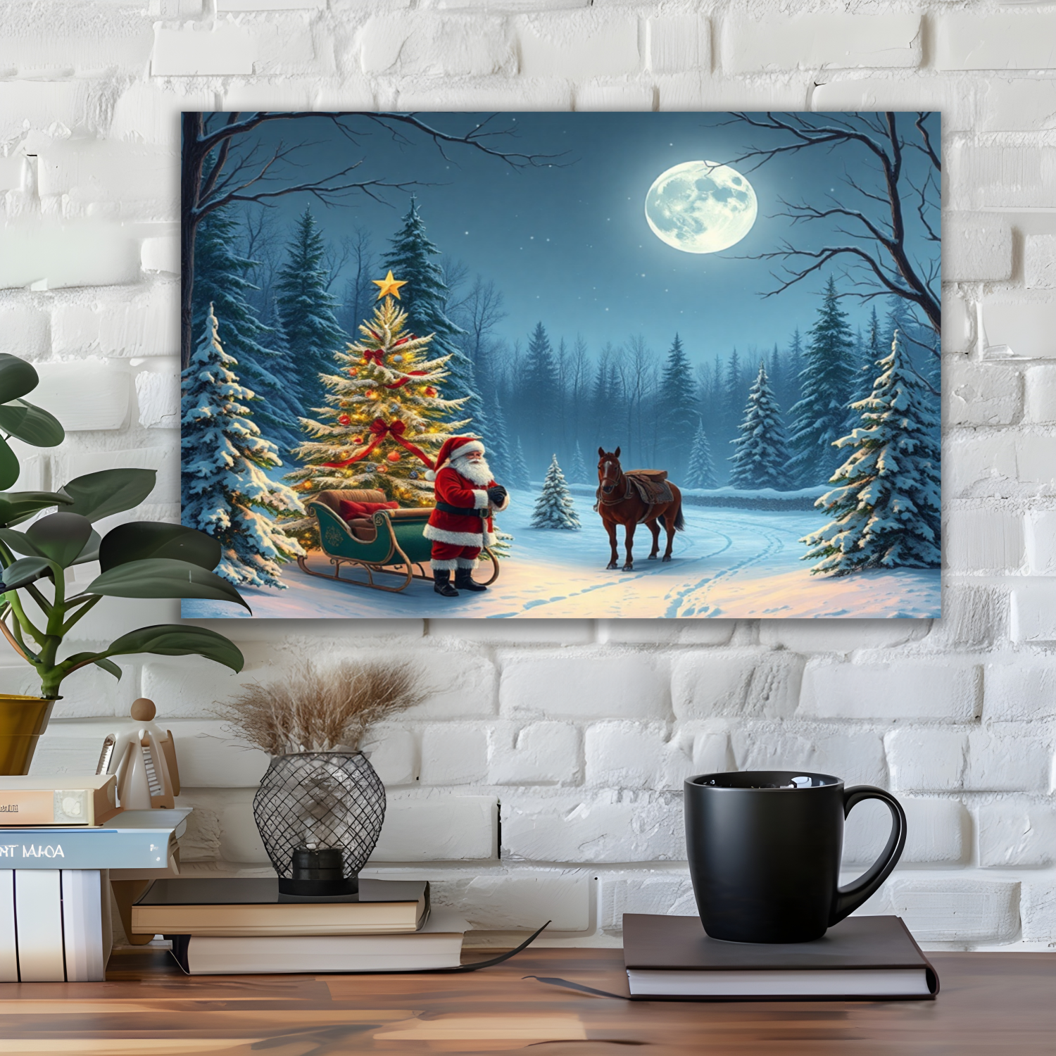 Winter Christmas Scenery Wall Art Canvas by superfastpod