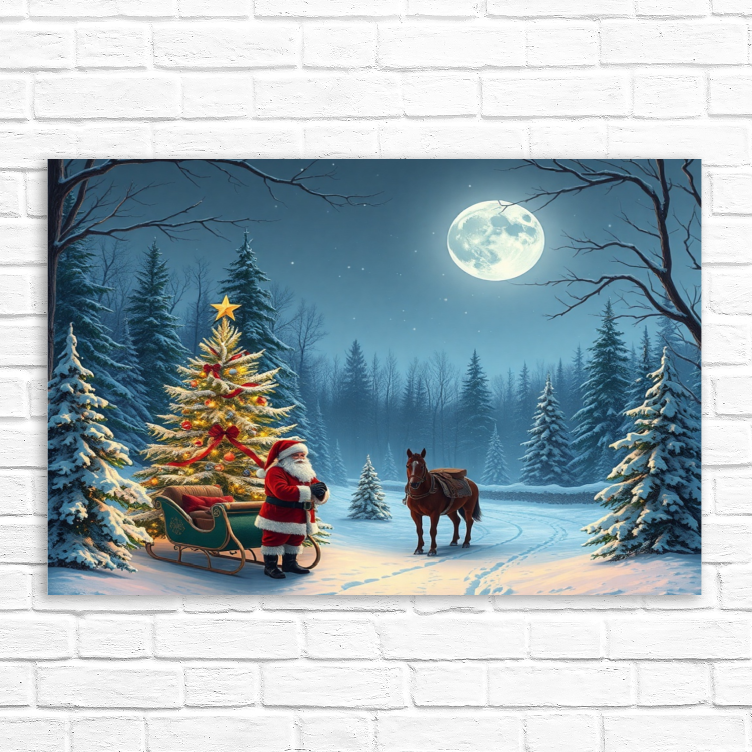 Winter Christmas Scenery Wall Art Canvas by superfastpod