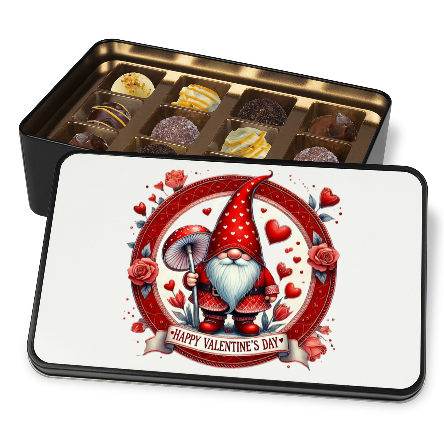 Valentine's Day Gift Tin of 12 Hand Made Truffles