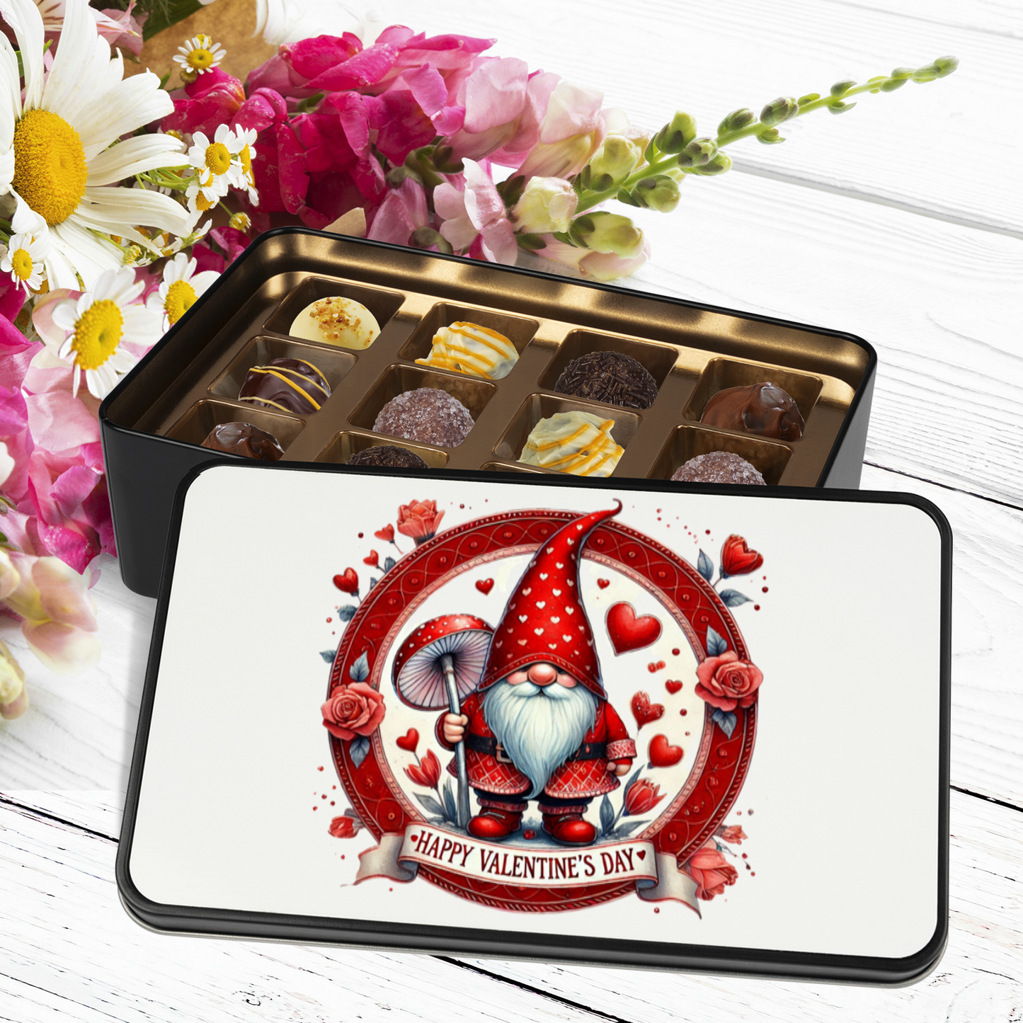 Valentine's Day Gift Tin of 12 Hand Made Truffles