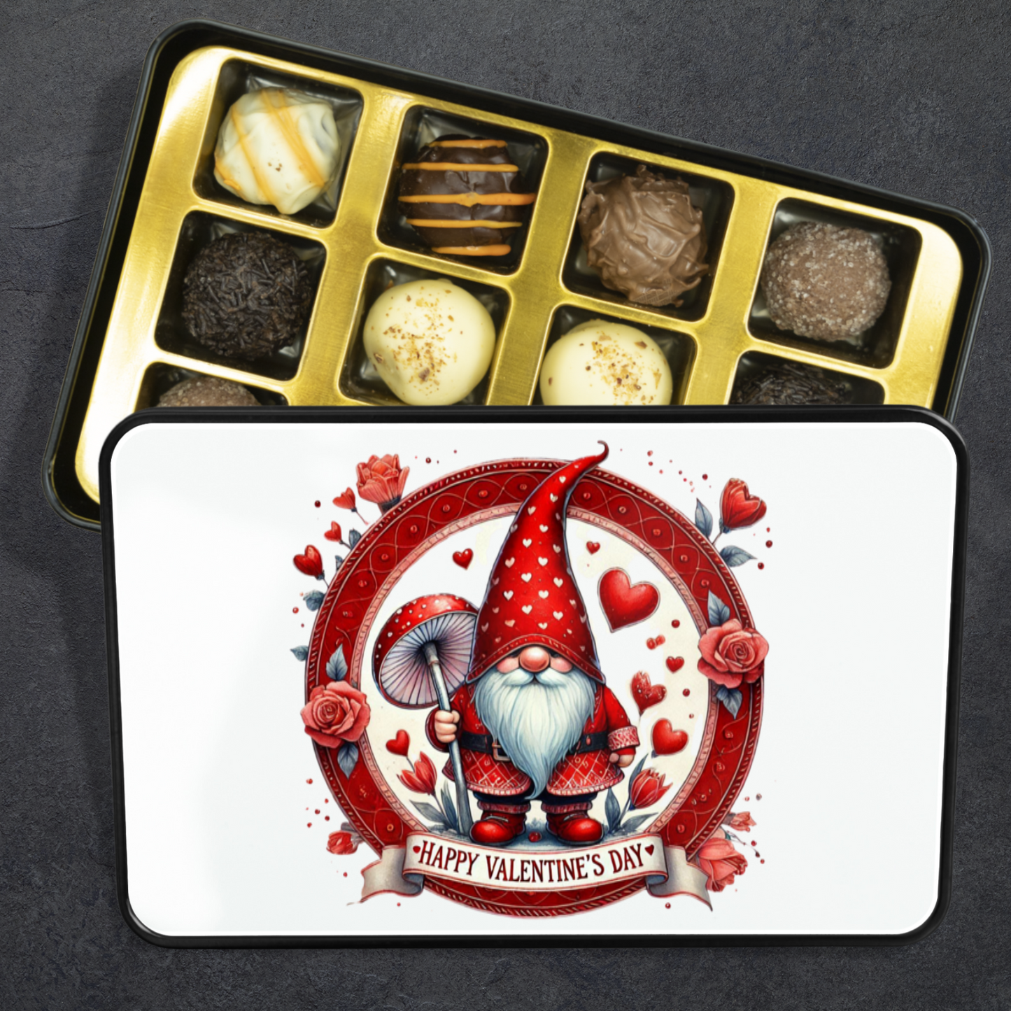 Valentine's Day Gift Tin of 12 Hand Made Truffles