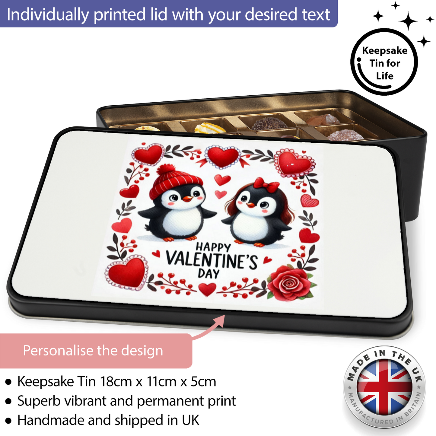 Happy Valentine's Day Tin of 12 Hand Made Truffles