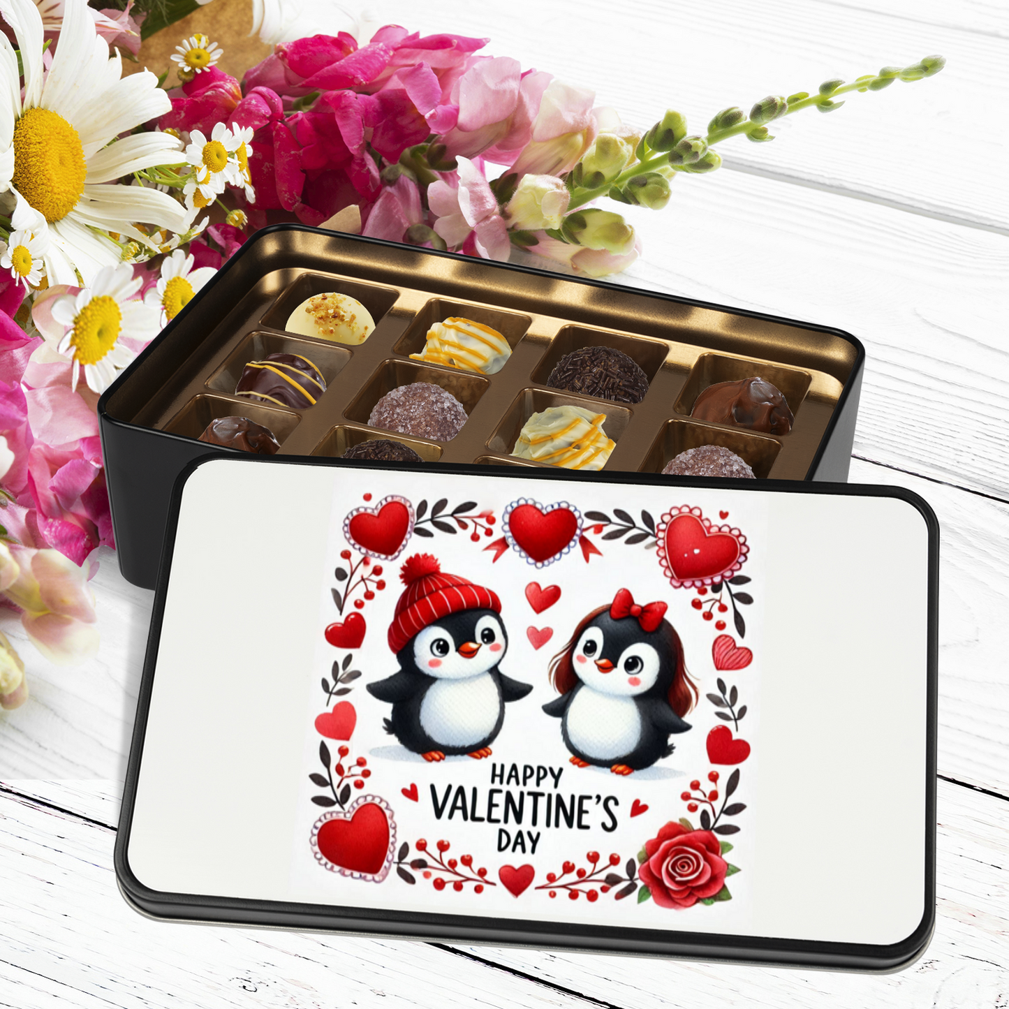 Happy Valentine's Day Tin of 12 Hand Made Truffles