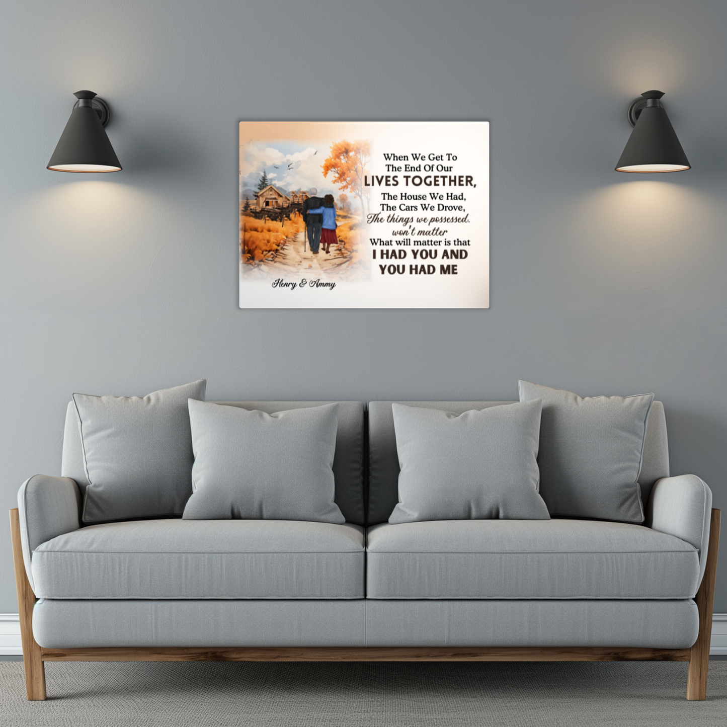 Personalized Fall Couple Metal Print Romantic Anniversary Gift for Grandparents or Couples