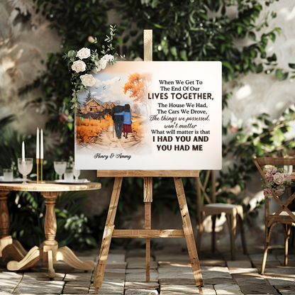 Personalized Fall Couple Metal Print Romantic Anniversary Gift for Grandparents or Couples