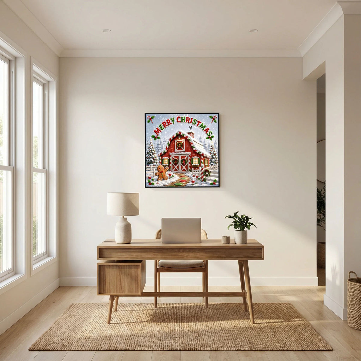 Merry Christmas Wall Art Canvas, Christmas Wall Decor, Festive Holiday Canvas Print, Christmas Home Decor, Seasonal Wall Art
