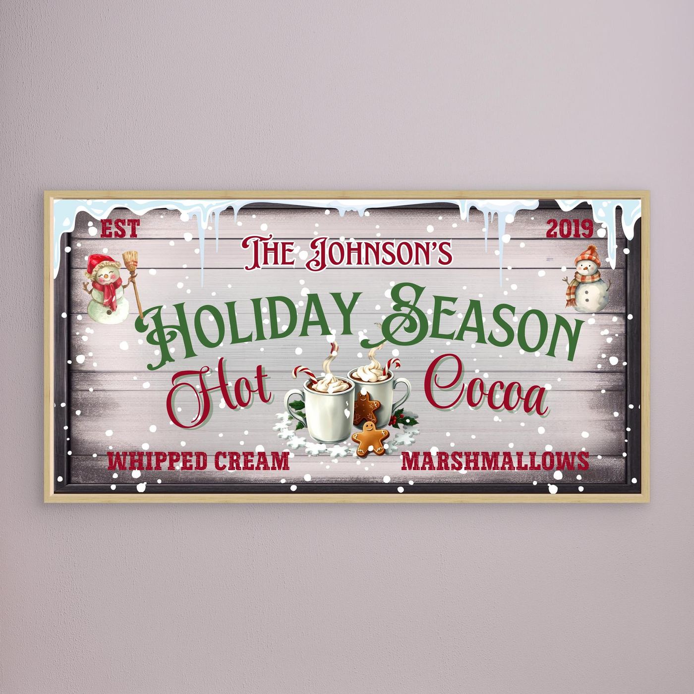 Personalized Christmas Canvas wall art Hot Cocoa Holiday Season