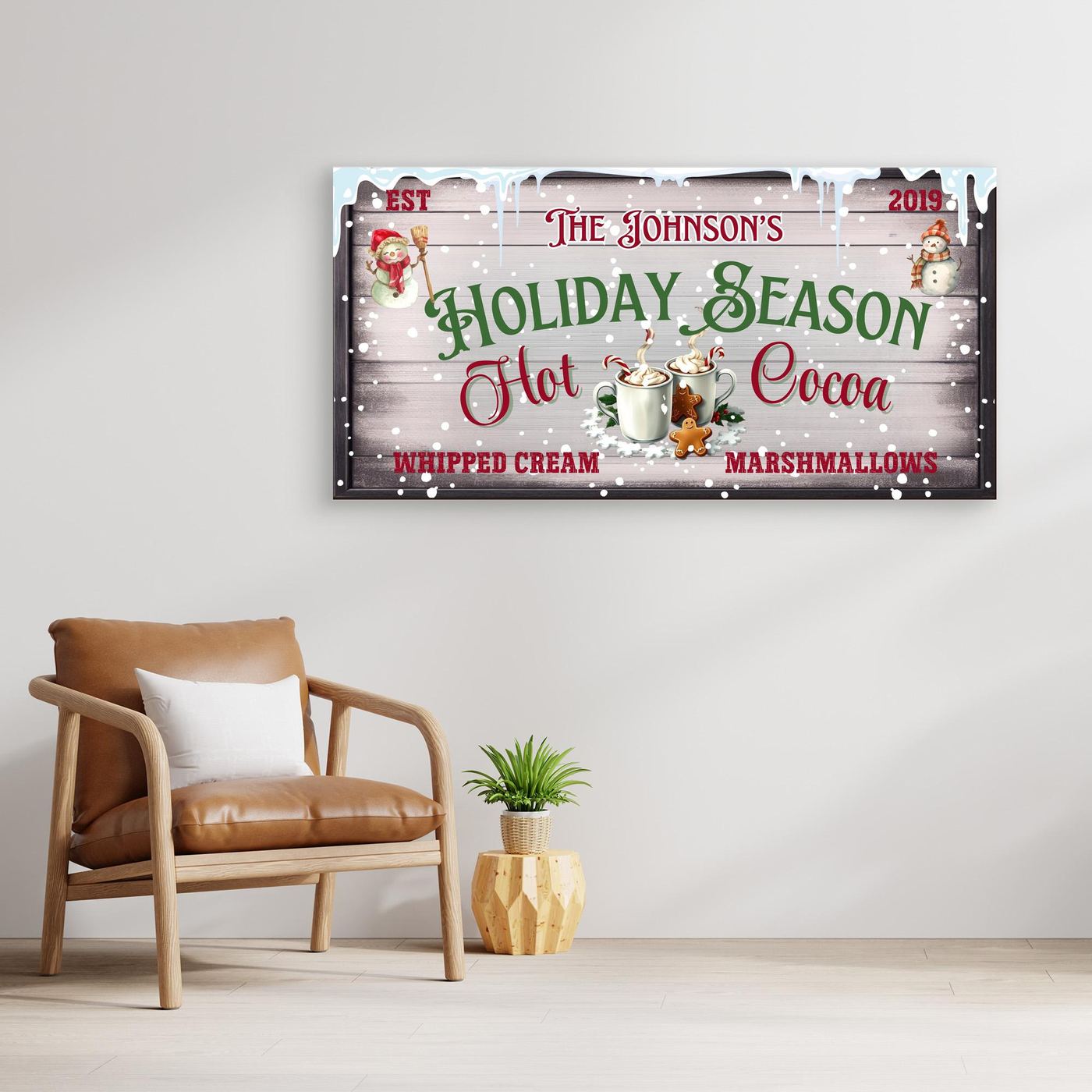 Personalized Christmas Canvas wall art Hot Cocoa Holiday Season