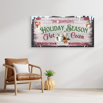 Personalized Christmas Canvas wall art Hot Cocoa Holiday Season