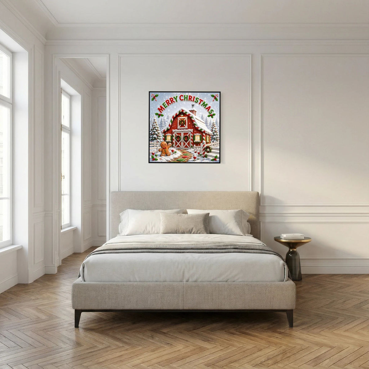 Merry Christmas Wall Art Canvas, Christmas Wall Decor, Festive Holiday Canvas Print, Christmas Home Decor, Seasonal Wall Art