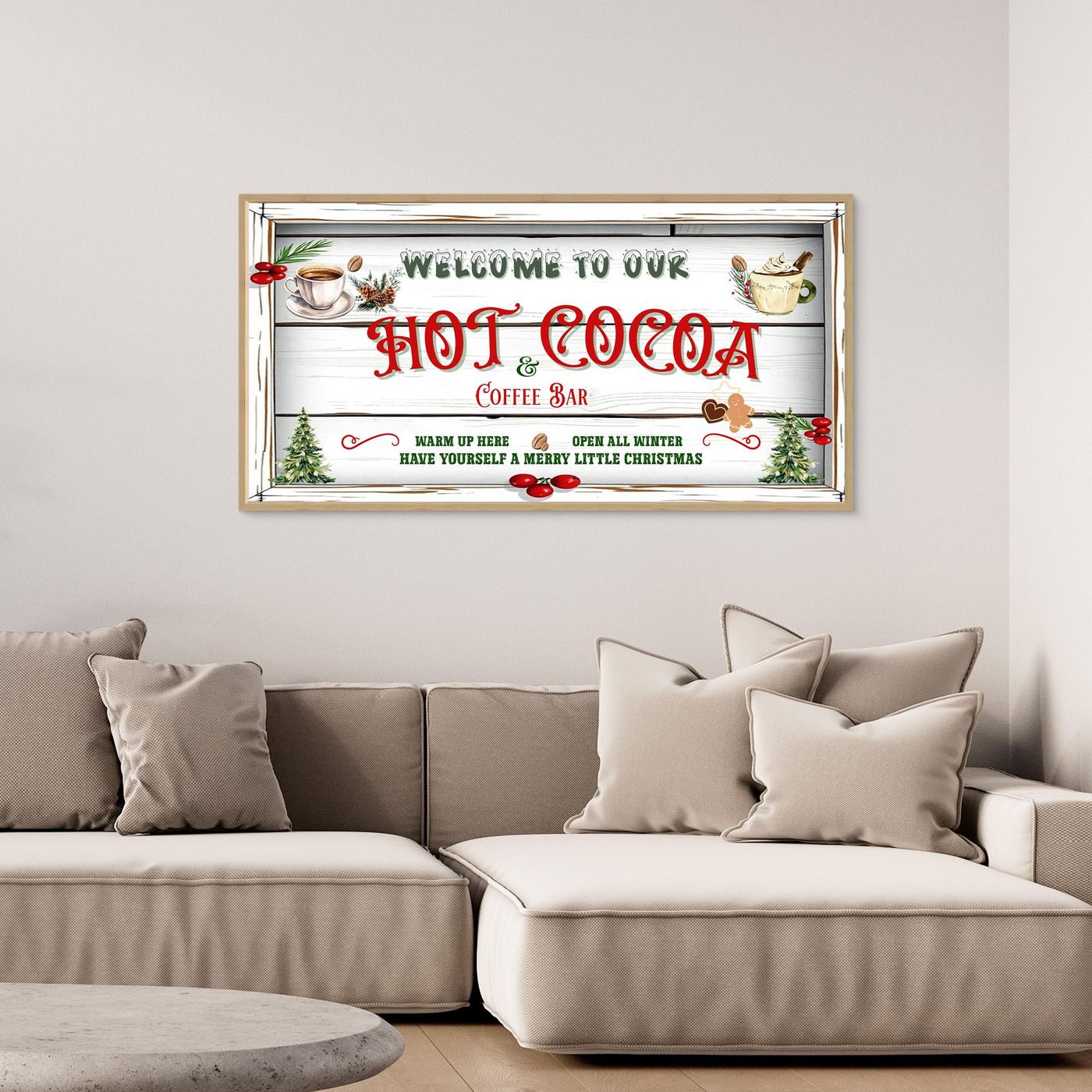 Christmas Canvas wall art Welcome to our Hot Cocoa & Coffee Bar