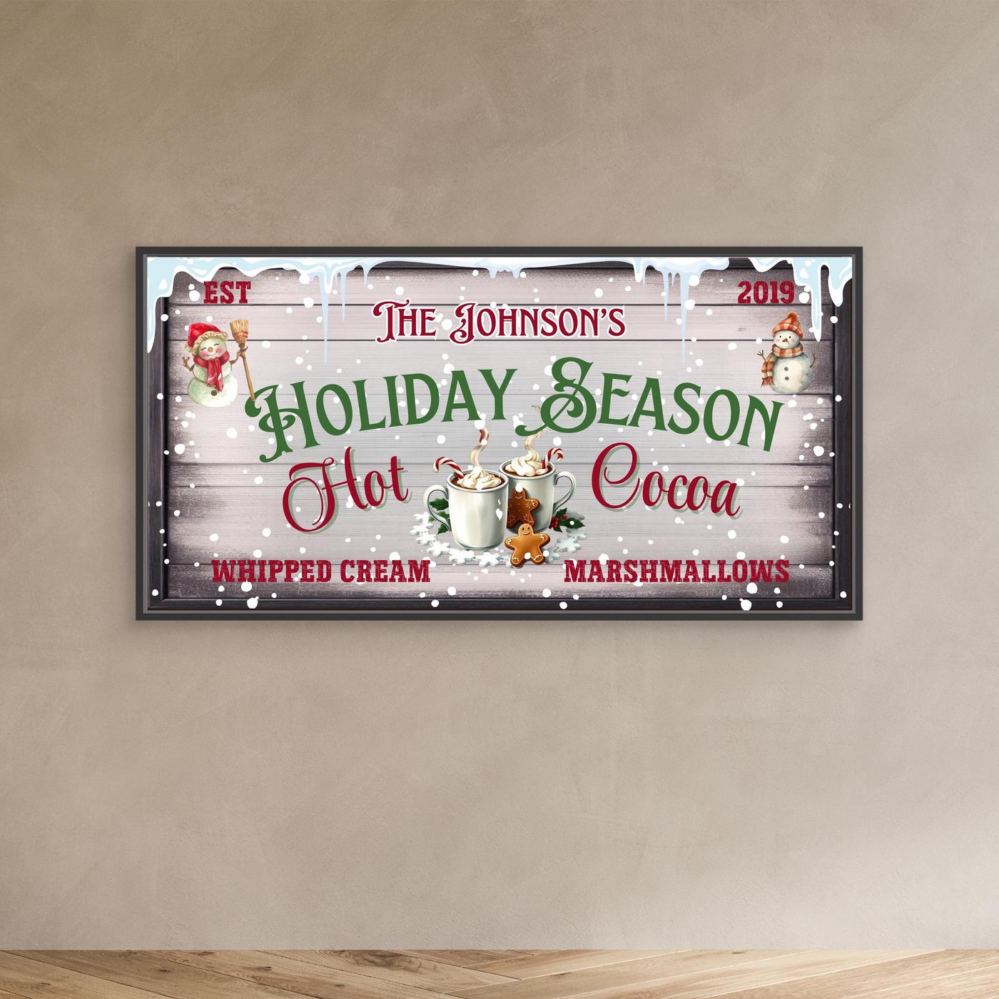 Personalized Christmas Canvas wall art Hot Cocoa Holiday Season