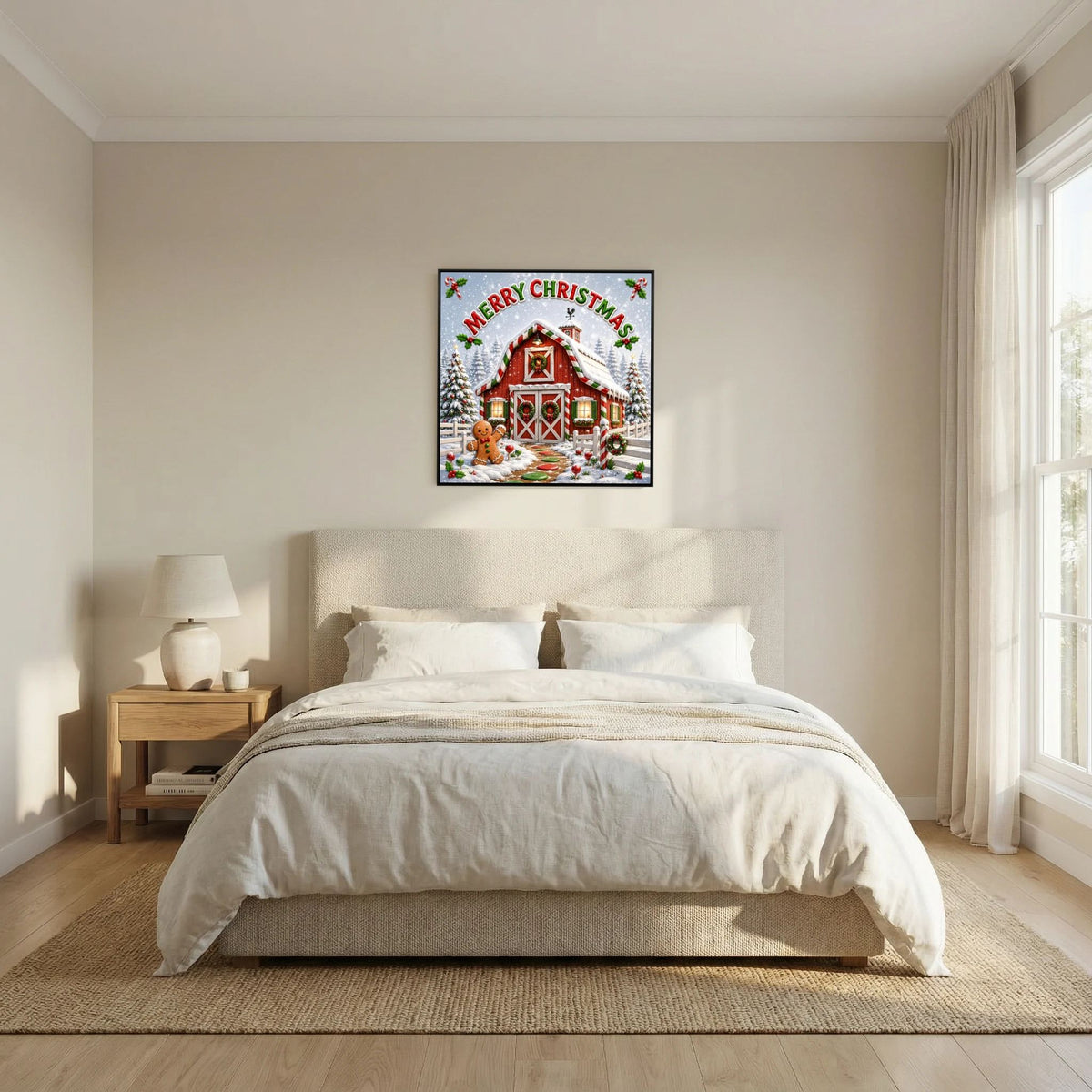 Merry Christmas Wall Art Canvas, Christmas Wall Decor, Festive Holiday Canvas Print, Christmas Home Decor, Seasonal Wall Art