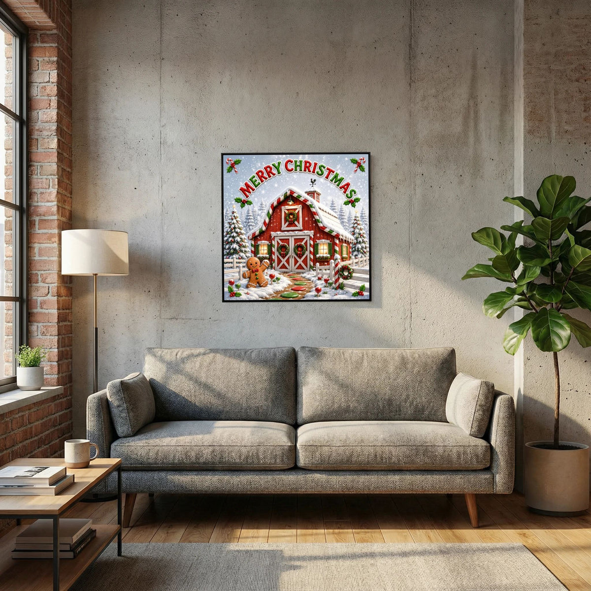 Merry Christmas Wall Art Canvas, Christmas Wall Decor, Festive Holiday Canvas Print, Christmas Home Decor, Seasonal Wall Art