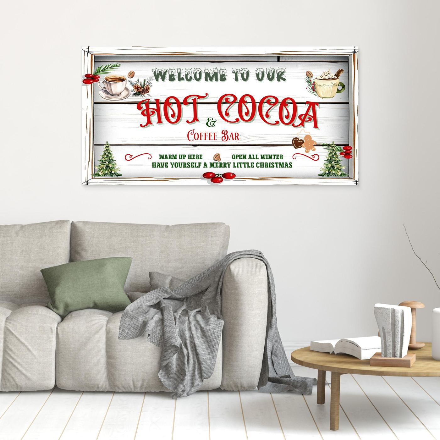 Christmas Canvas wall art Welcome to our Hot Cocoa & Coffee Bar