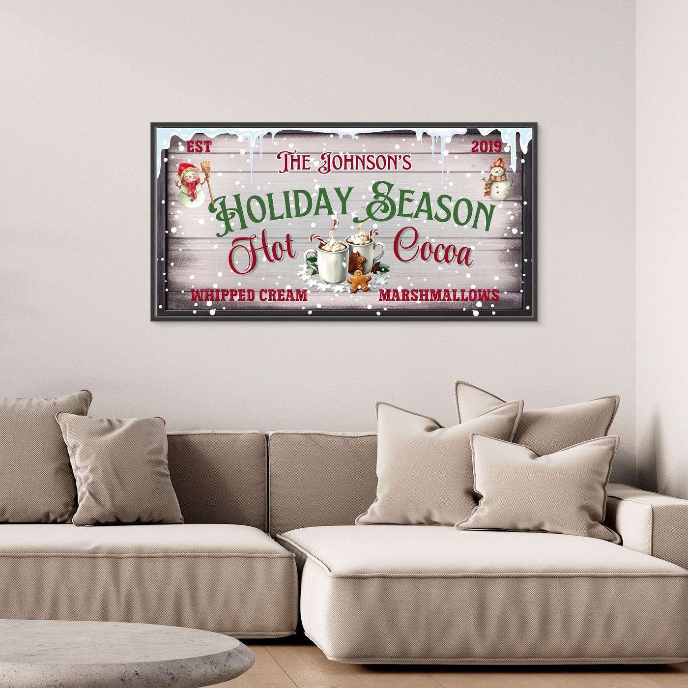 Personalized Christmas Canvas wall art Hot Cocoa Holiday Season