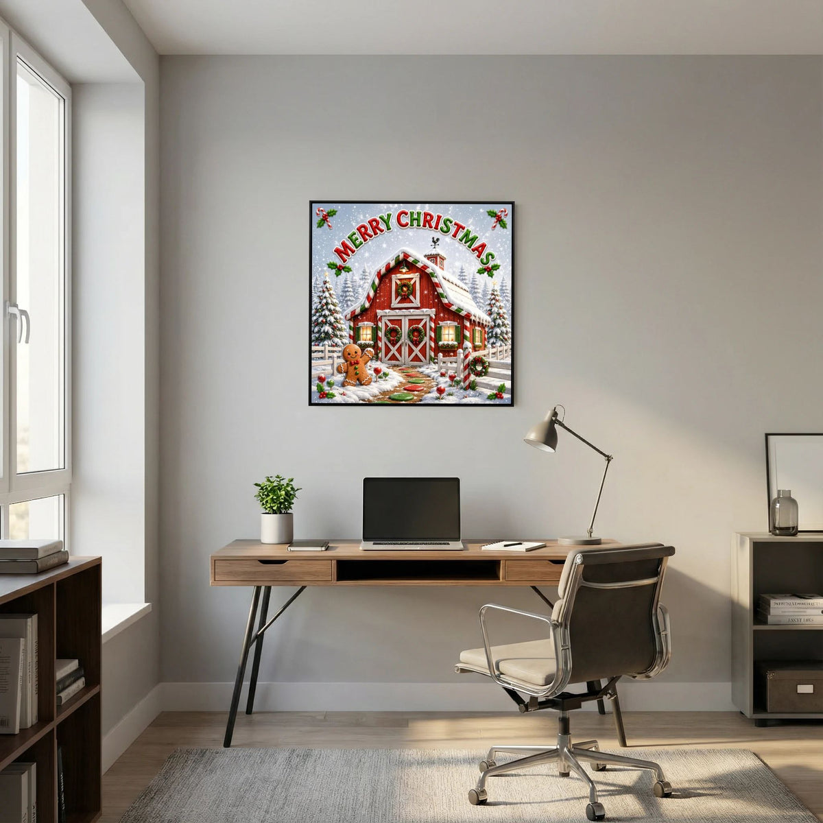 Merry Christmas Wall Art Canvas, Christmas Wall Decor, Festive Holiday Canvas Print, Christmas Home Decor, Seasonal Wall Art