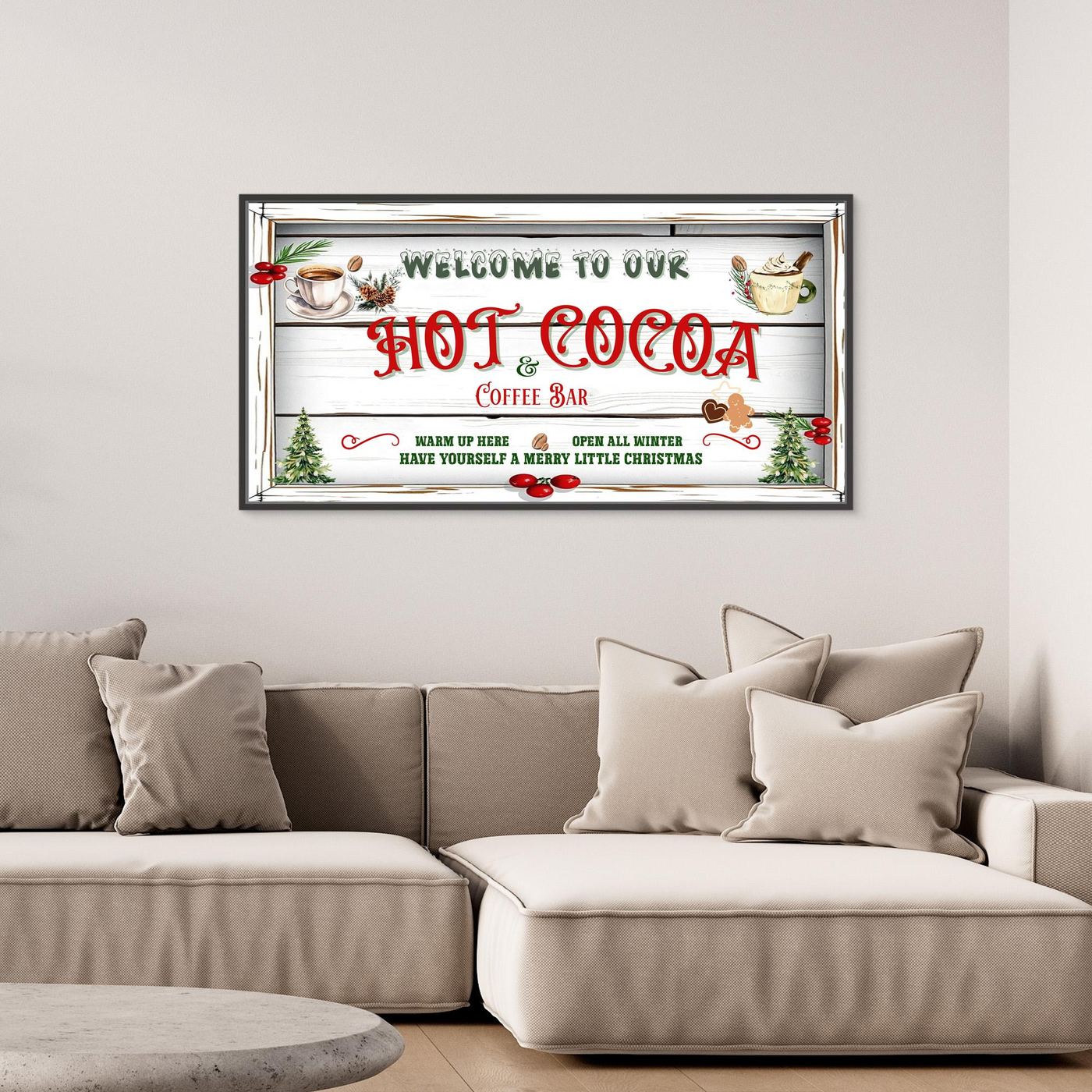 Christmas Canvas wall art Welcome to our Hot Cocoa & Coffee Bar