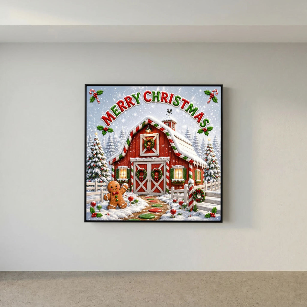 Merry Christmas Wall Art Canvas, Christmas Wall Decor, Festive Holiday Canvas Print, Christmas Home Decor, Seasonal Wall Art