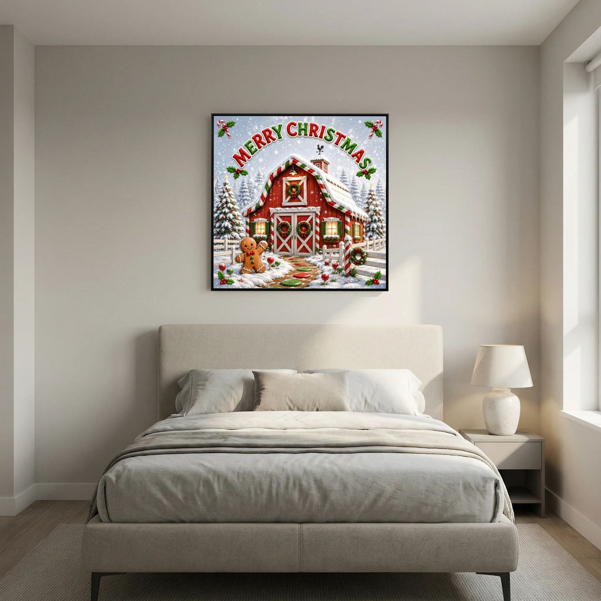 Merry Christmas Wall Art Canvas, Christmas Wall Decor, Festive Holiday Canvas Print, Christmas Home Decor, Seasonal Wall Art