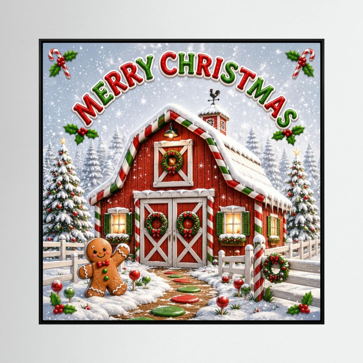 Merry Christmas Wall Art Canvas, Christmas Wall Decor, Festive Holiday Canvas Print, Christmas Home Decor, Seasonal Wall Art