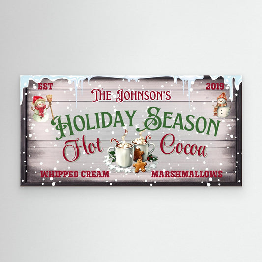 Personalized Christmas Canvas wall art Hot Cocoa Holiday Season