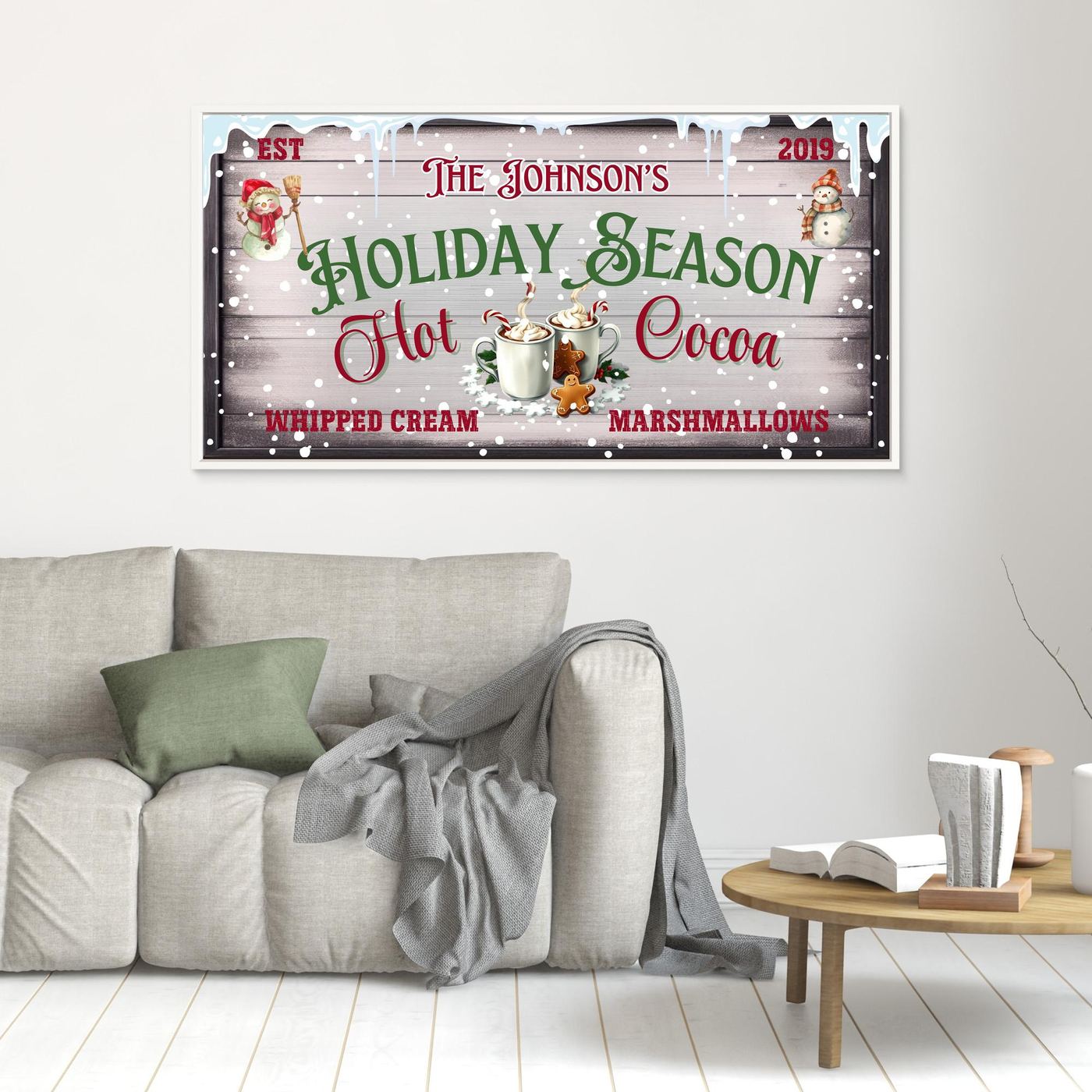Personalized Christmas Canvas wall art Hot Cocoa Holiday Season