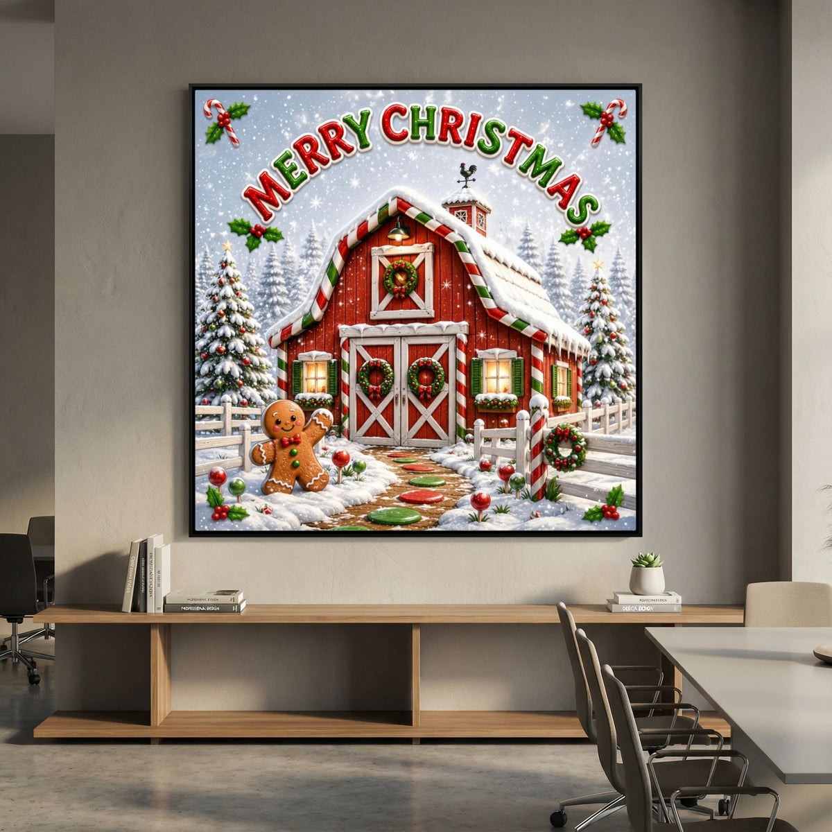 Merry Christmas Wall Art Canvas, Christmas Wall Decor, Festive Holiday Canvas Print, Christmas Home Decor, Seasonal Wall Art