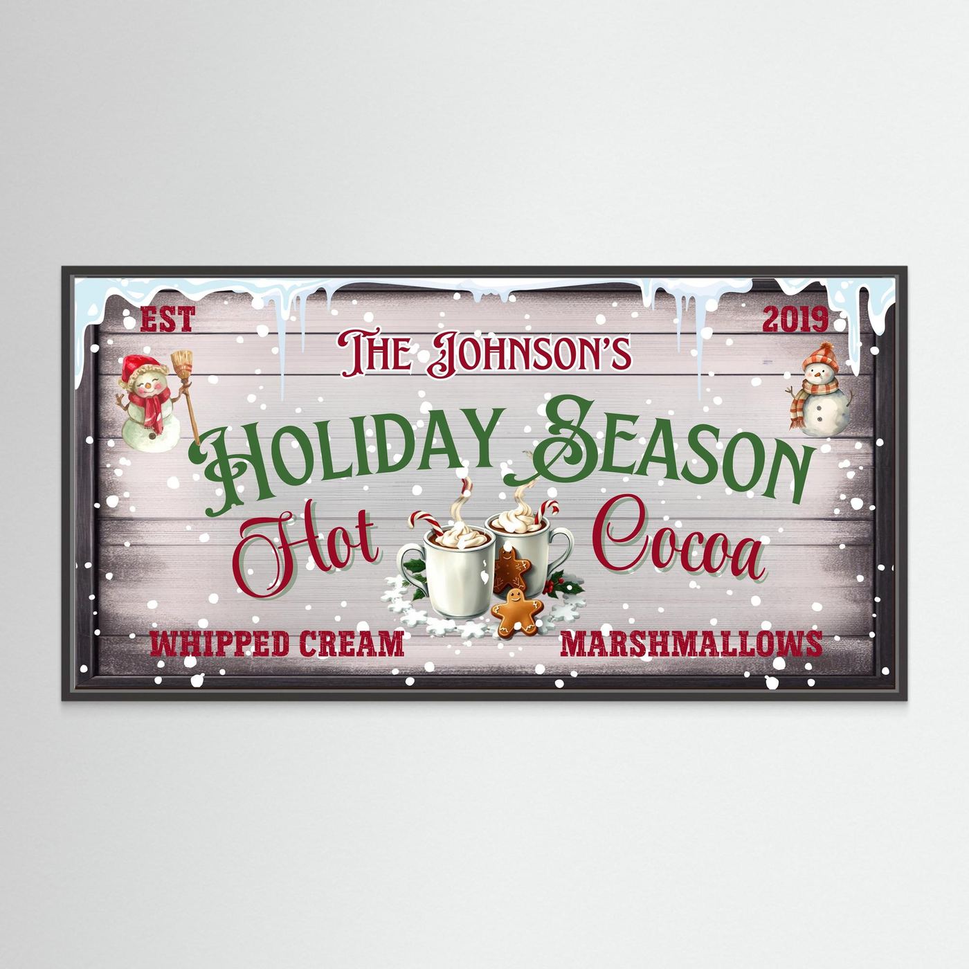 Personalized Christmas Canvas wall art Hot Cocoa Holiday Season