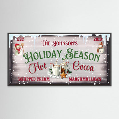 Personalized Christmas Canvas wall art Hot Cocoa Holiday Season