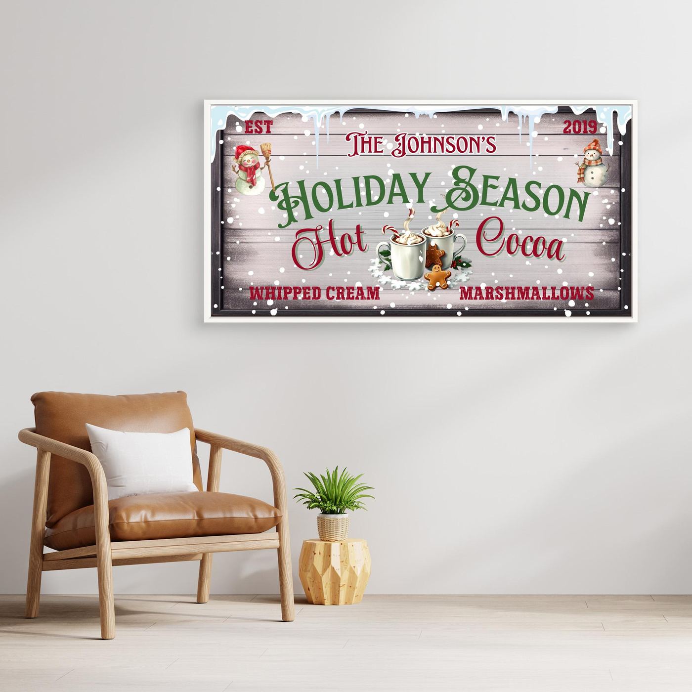 Personalized Christmas Canvas wall art Hot Cocoa Holiday Season