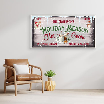 Personalized Christmas Canvas wall art Hot Cocoa Holiday Season