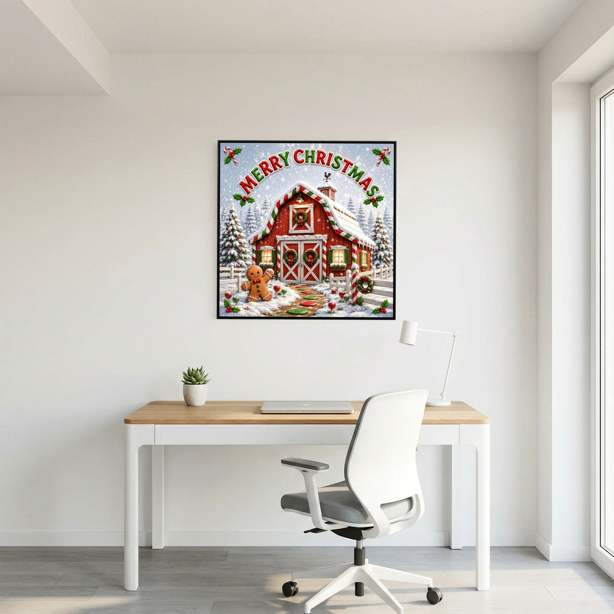 Merry Christmas Wall Art Canvas, Christmas Wall Decor, Festive Holiday Canvas Print, Christmas Home Decor, Seasonal Wall Art
