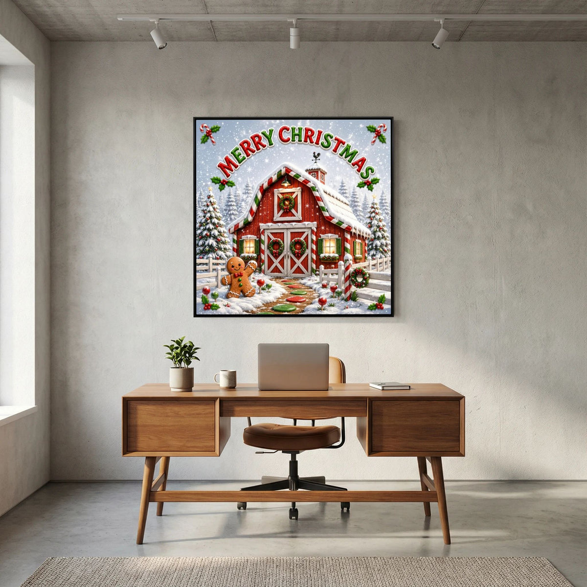Merry Christmas Wall Art Canvas, Christmas Wall Decor, Festive Holiday Canvas Print, Christmas Home Decor, Seasonal Wall Art