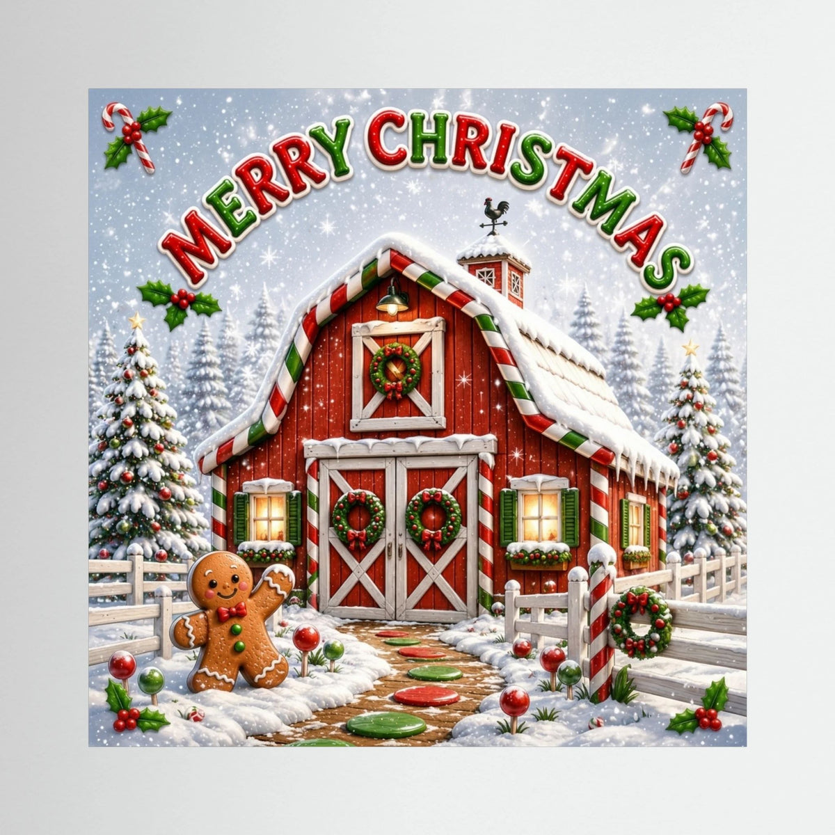 Merry Christmas Wall Art Canvas, Christmas Wall Decor, Festive Holiday Canvas Print, Christmas Home Decor, Seasonal Wall Art