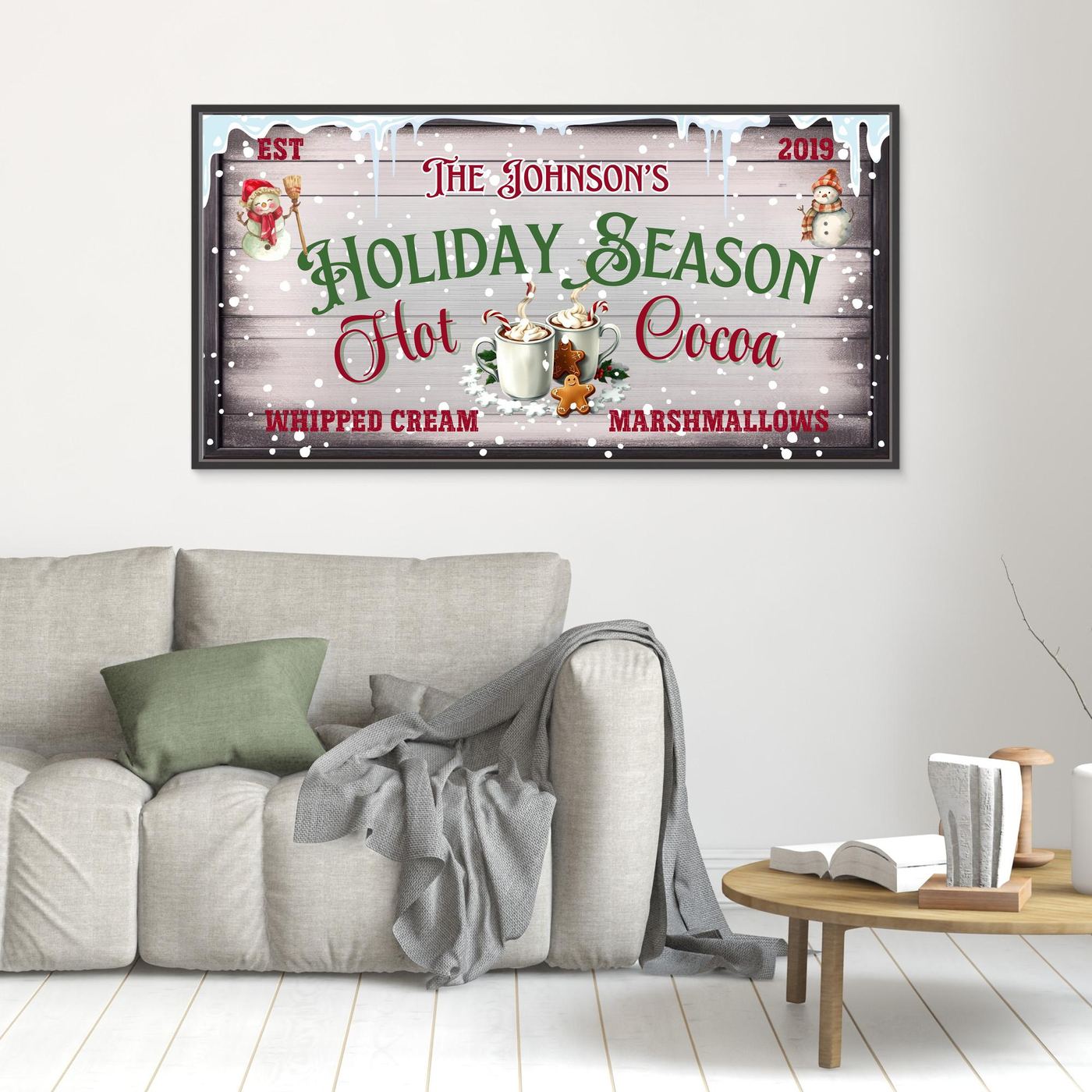 Personalized Christmas Canvas wall art Hot Cocoa Holiday Season