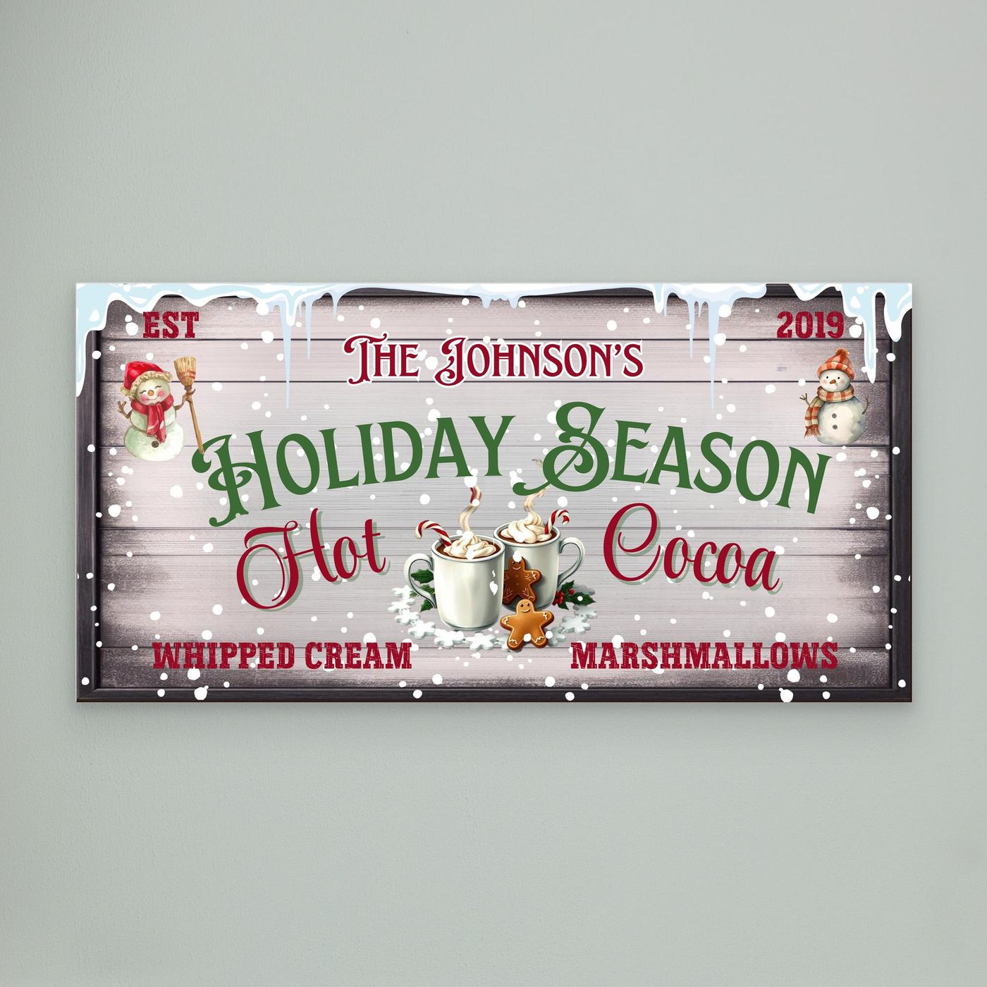 Personalized Christmas Canvas wall art Hot Cocoa Holiday Season