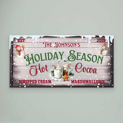 Personalized Christmas Canvas wall art Hot Cocoa Holiday Season
