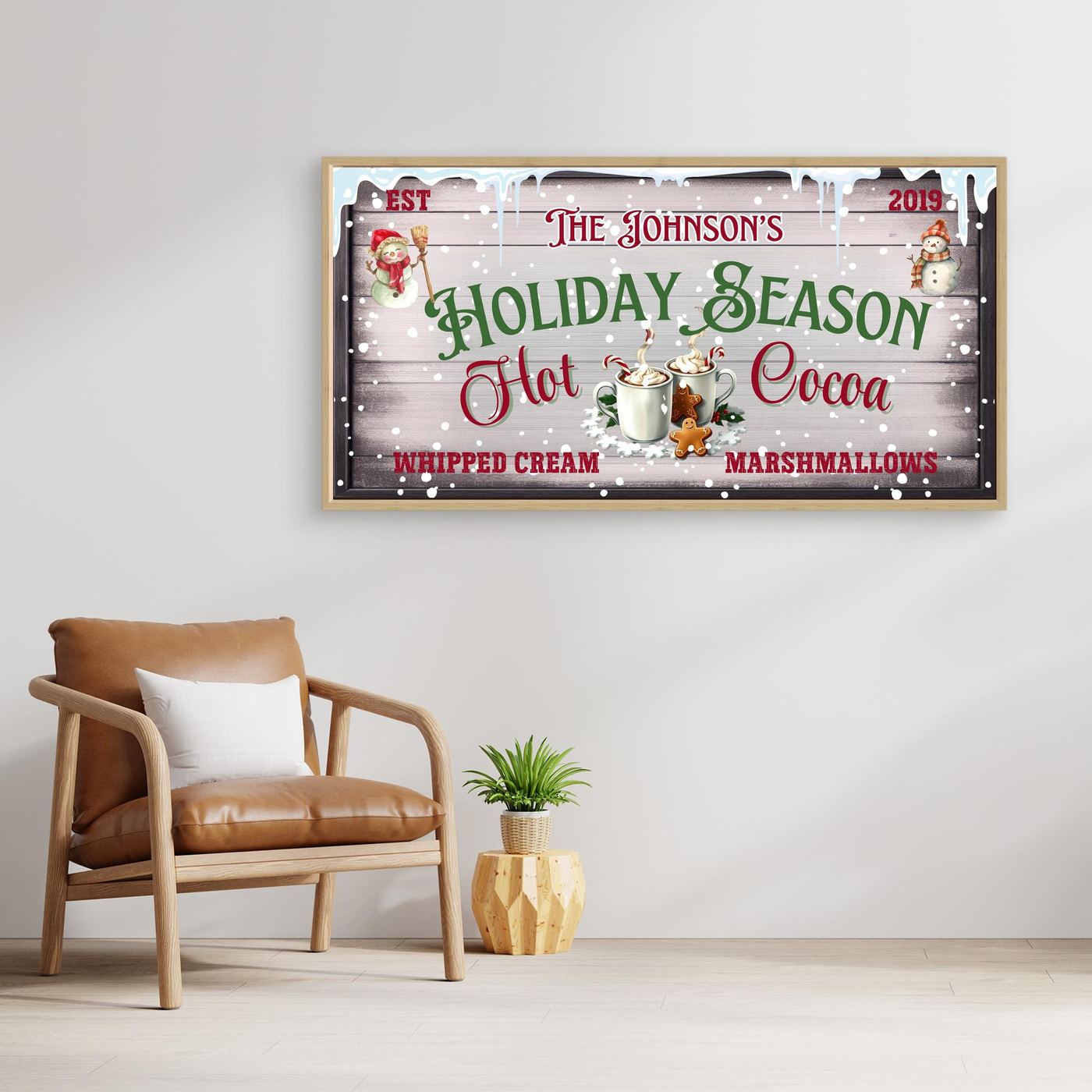 Personalized Christmas Canvas wall art Hot Cocoa Holiday Season