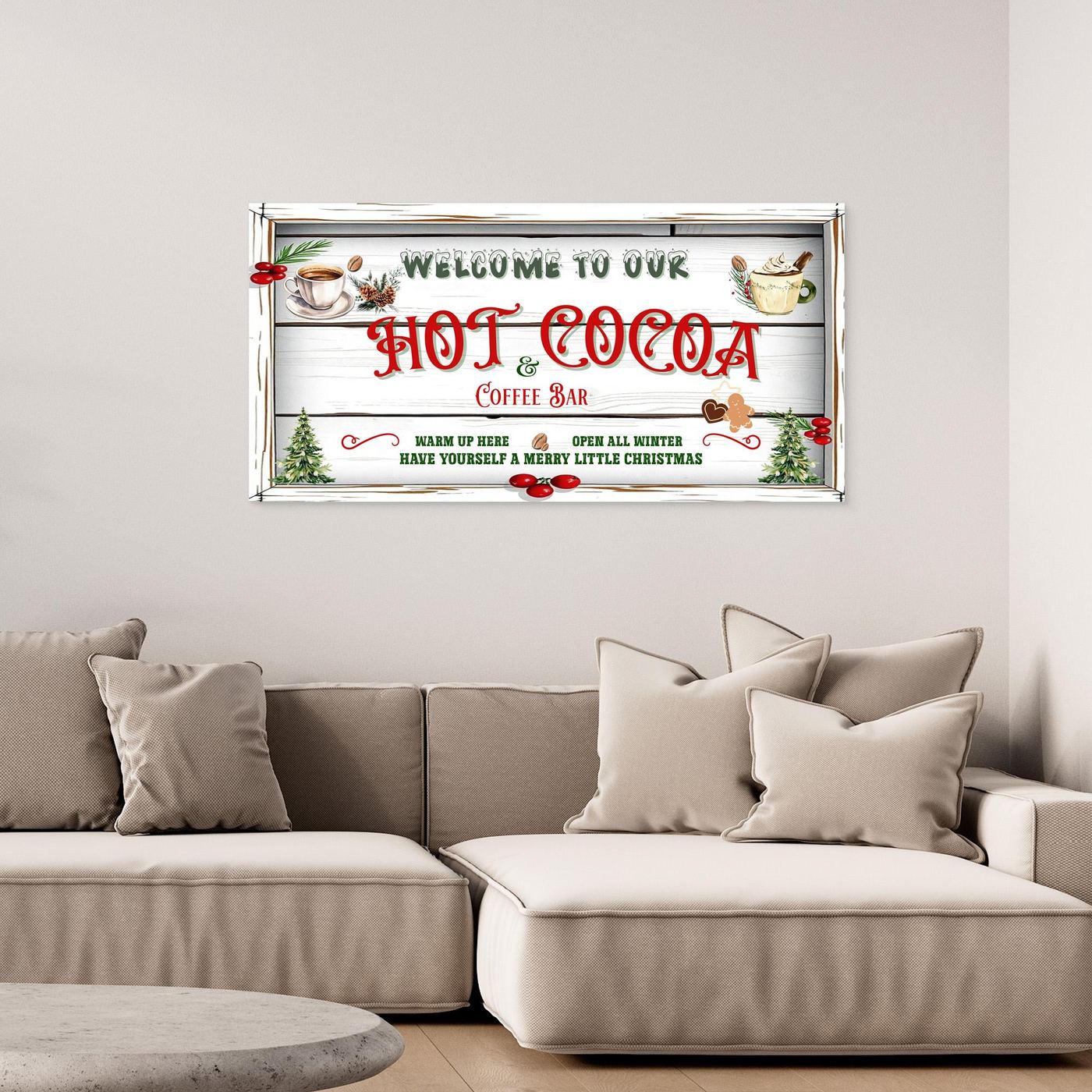 Christmas Canvas wall art Welcome to our Hot Cocoa & Coffee Bar